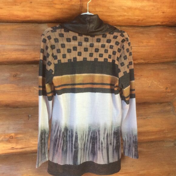 Michael Tyler Collections NWT Earth Tone Cowl Neck Boho Artsy Top Size Medium - Picture 2 of 6